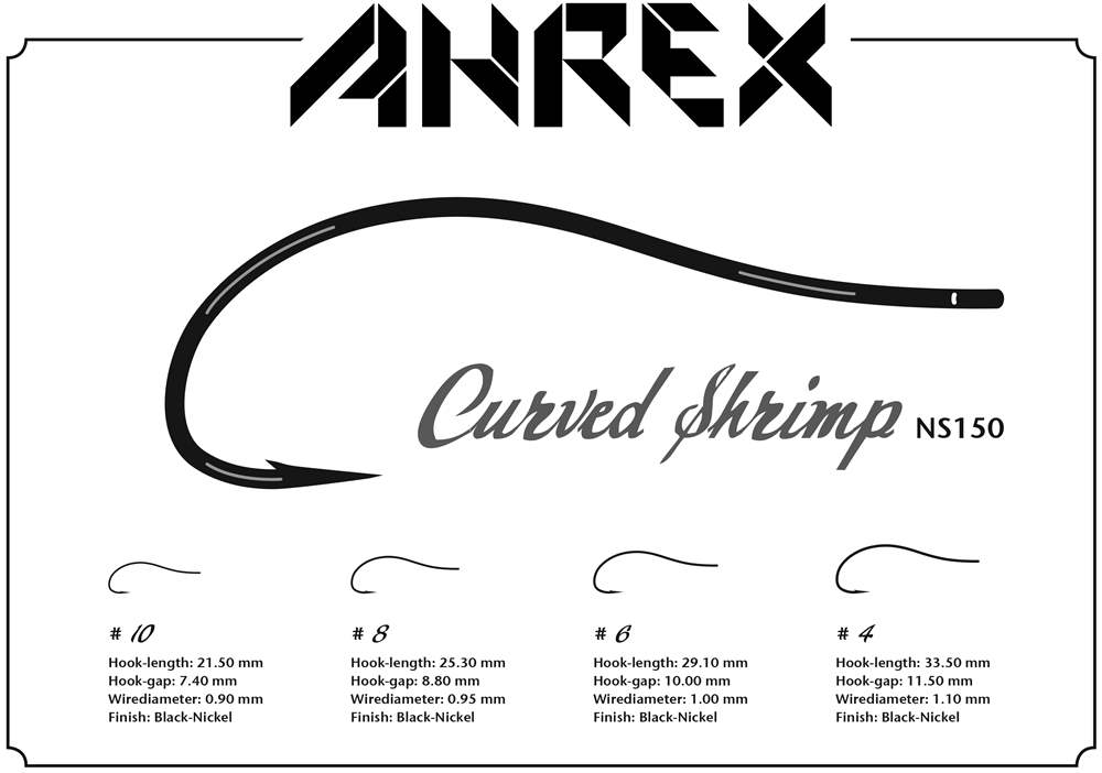 Ahrex Ns150 Curved Shrimp #4 Fly Tying Hooks Black Nickel Perfect For Shrimps